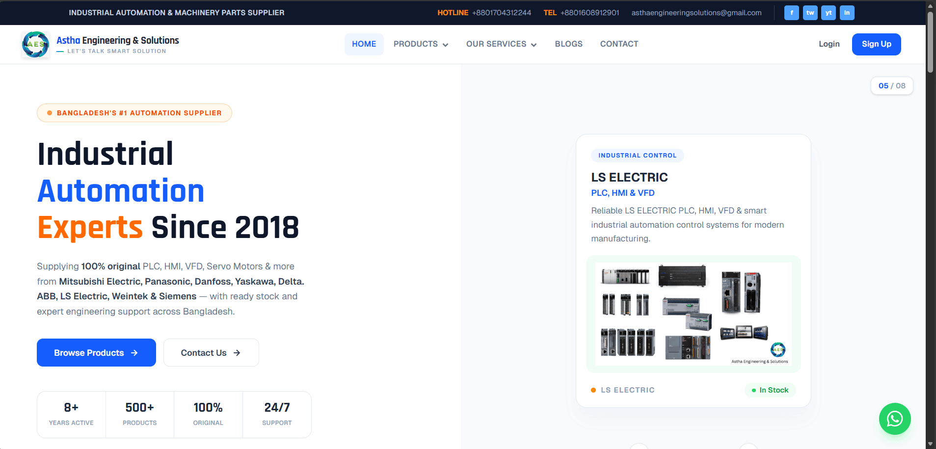 Astha Engineering & Solutions — interface preview