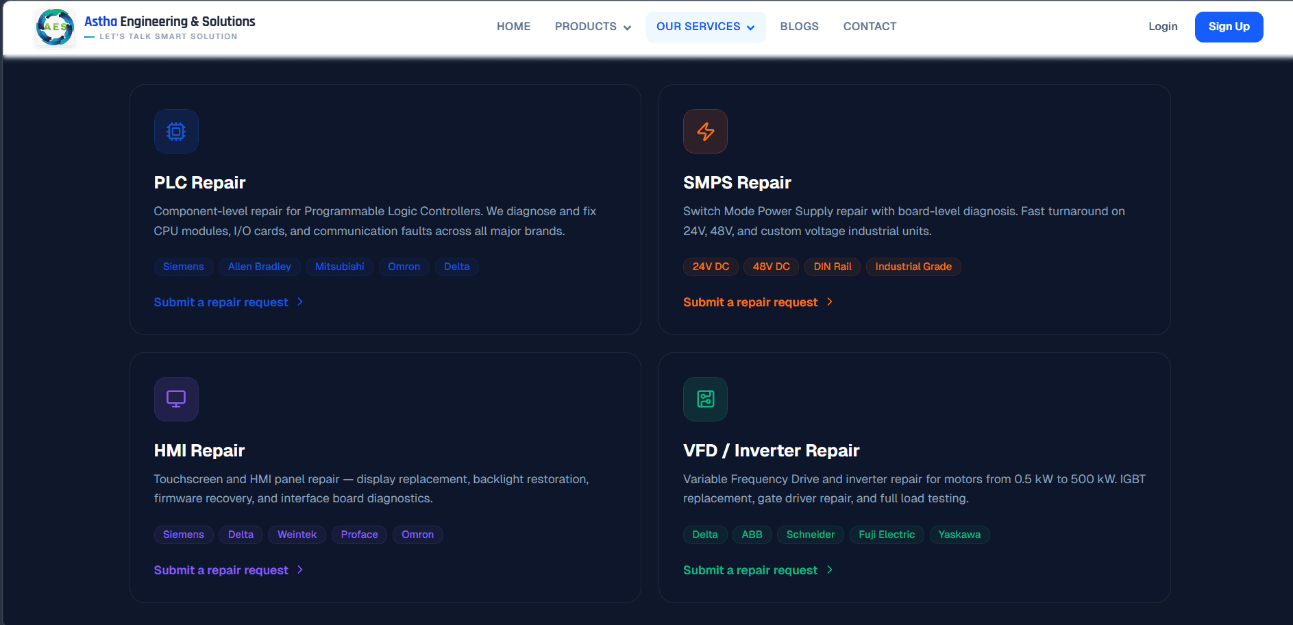 Astha Engineering & Solutions — screenshot
