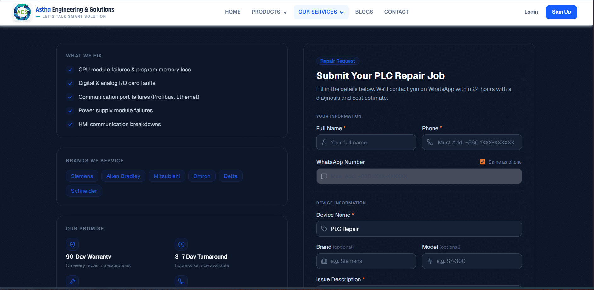 Astha Engineering & Solutions — screenshot